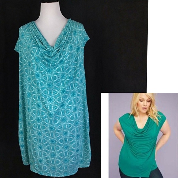 Lane Bryant Tops - 🦋Lane Bryant Teal Cowl Neck Ruched Blouse 26/28